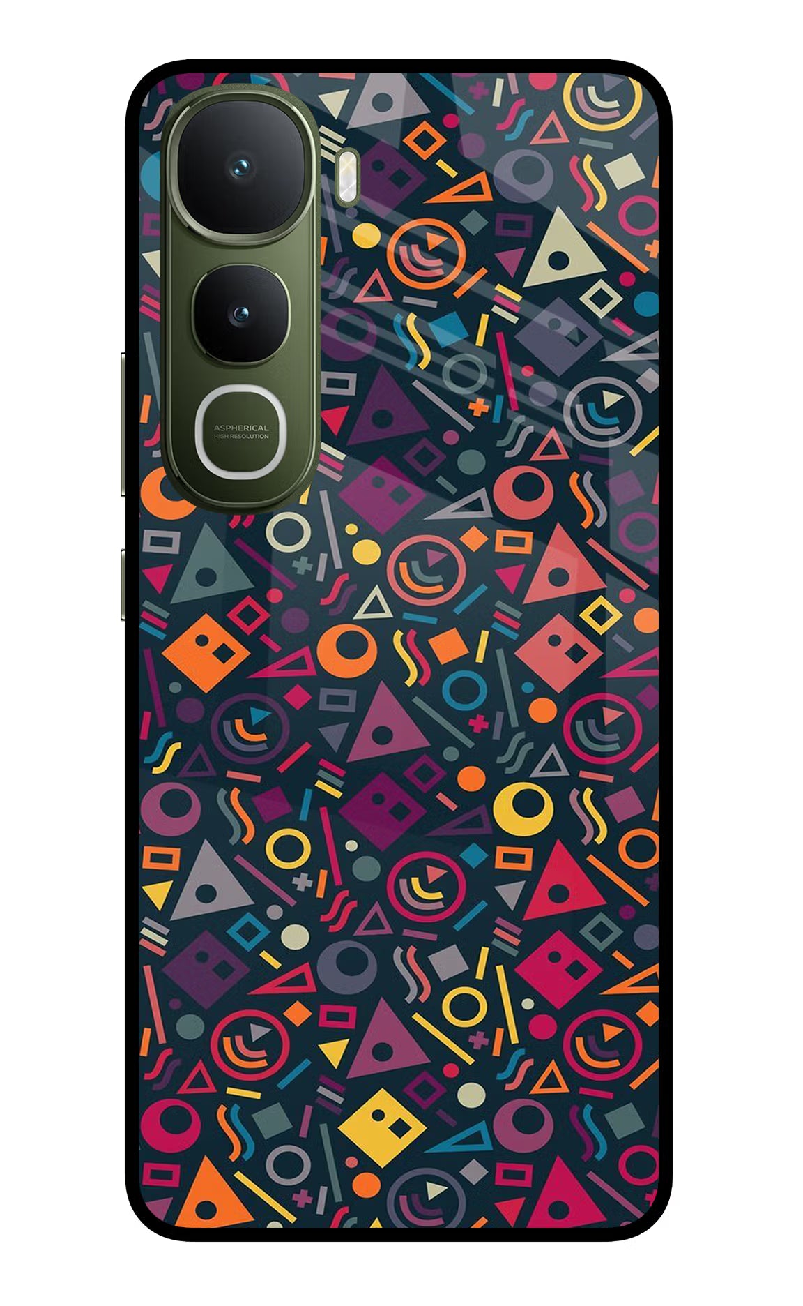 Geometric Abstract Vivo Y400 5G Glass Case Back Cover by Casekaro