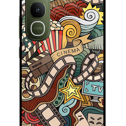 Cinema Abstract Vivo Y400 5G Glass Case Back Cover by Casekaro