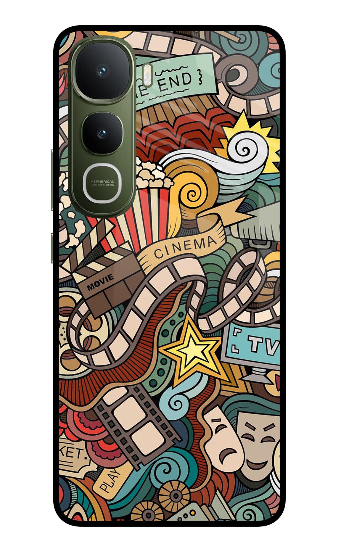 Cinema Abstract Vivo Y400 5G Glass Case Back Cover by Casekaro