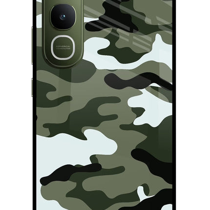 Camouflage Vivo Y400 5G Glass Case Back Cover by Casekaro