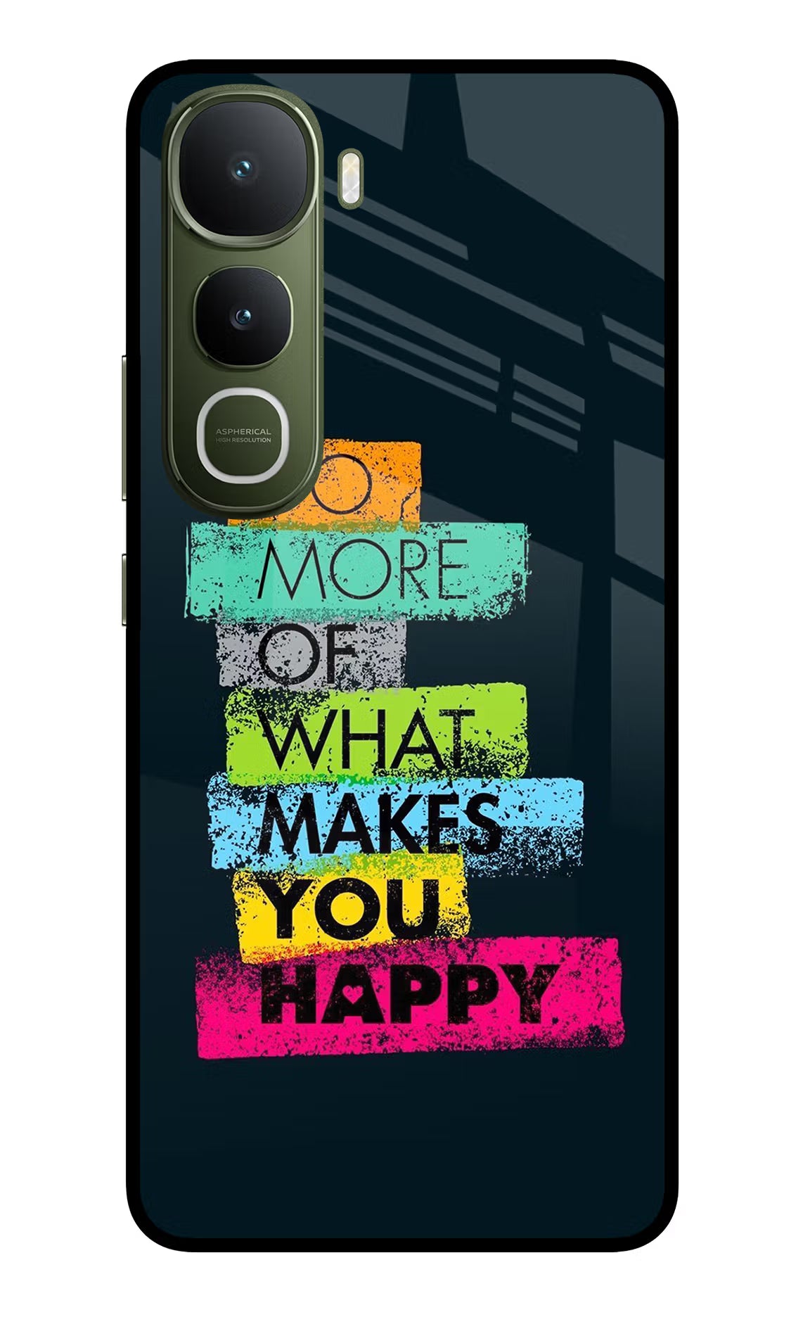 Do More Of What Makes You Happy Vivo Y400 5G Glass Case Back Cover by Casekaro