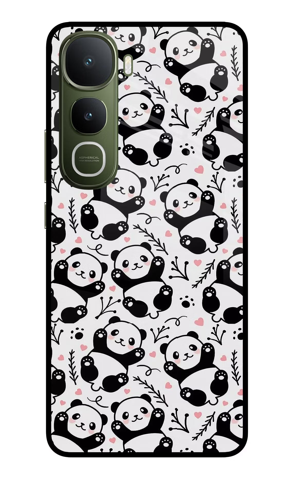 Cute Panda Vivo Y400 5G Glass Case Back Cover by Casekaro