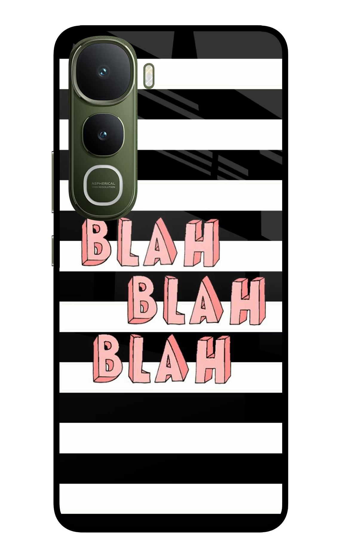 Blah Blah Blah Vivo Y400 5G Glass Case Back Cover by Casekaro