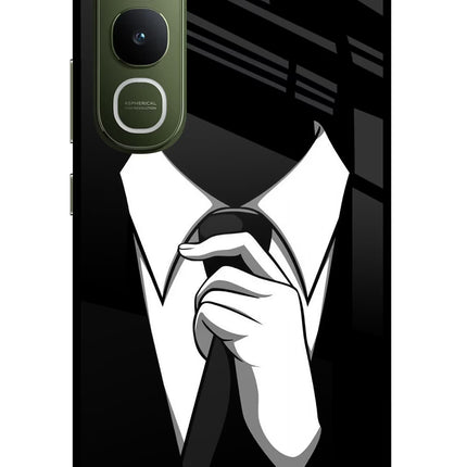 Black Tie Vivo Y400 5G Glass Case Back Cover by Casekaro