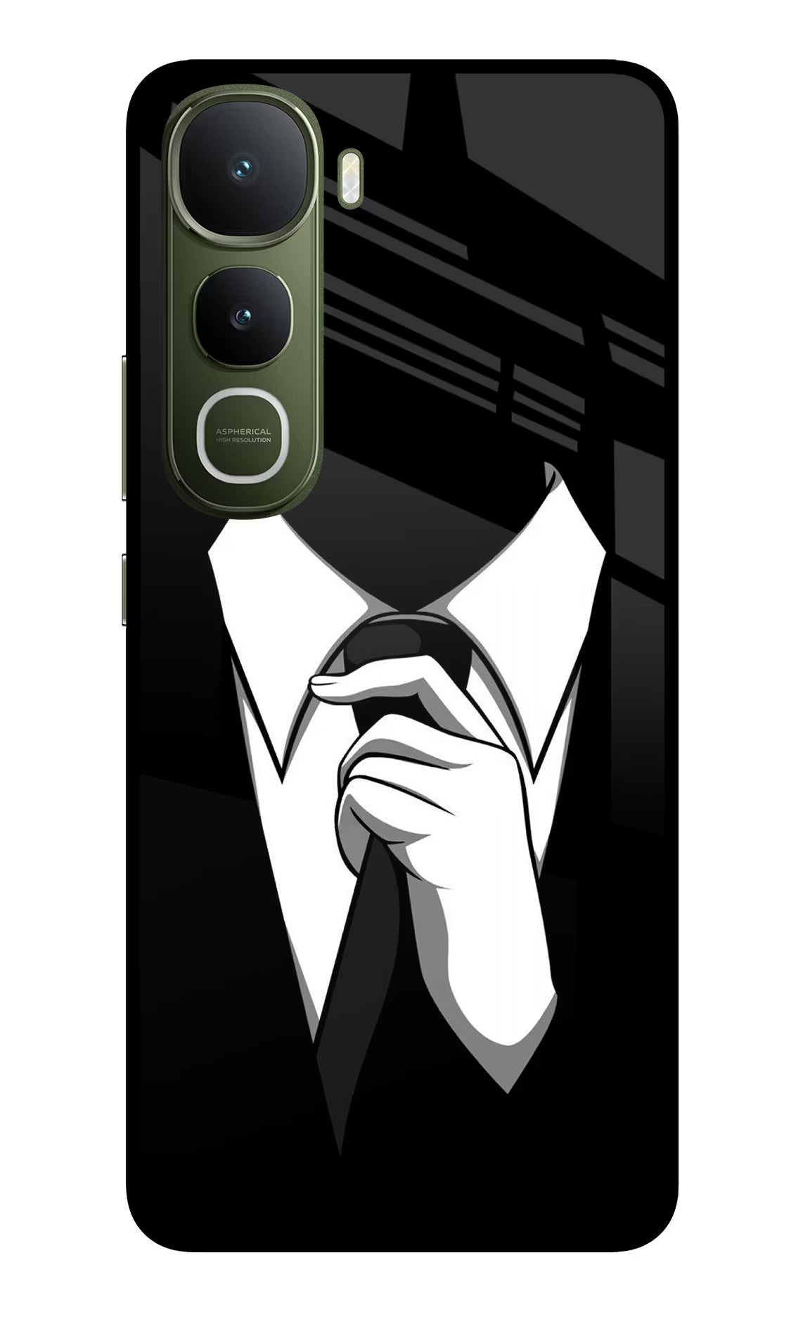 Black Tie Vivo Y400 5G Glass Case Back Cover by Casekaro