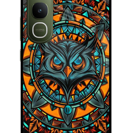 Angry Owl Art Vivo Y400 5G Glass Case Back Cover by Casekaro