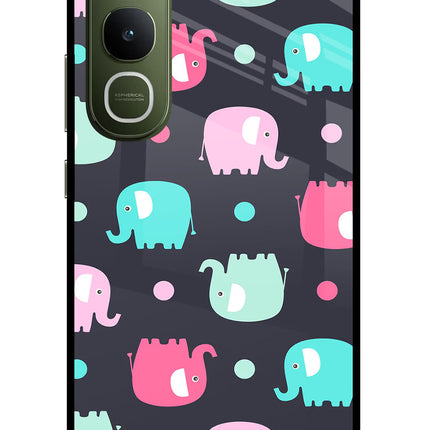 Elephants Vivo Y400 5G Glass Case Back Cover by Casekaro