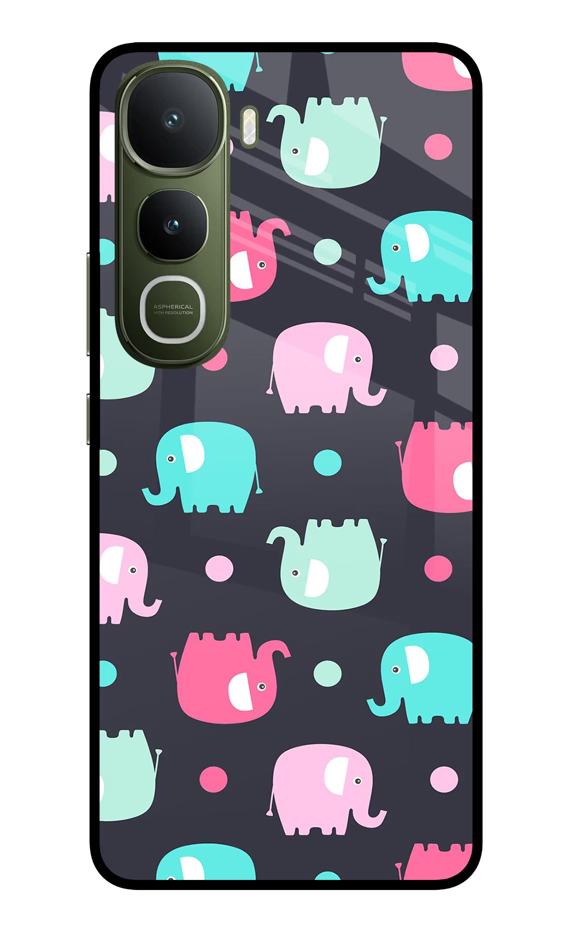 Elephants Vivo Y400 5G Glass Case Back Cover by Casekaro