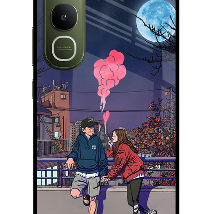 Chilling Couple Vivo Y400 5G Glass Case Back Cover by Casekaro