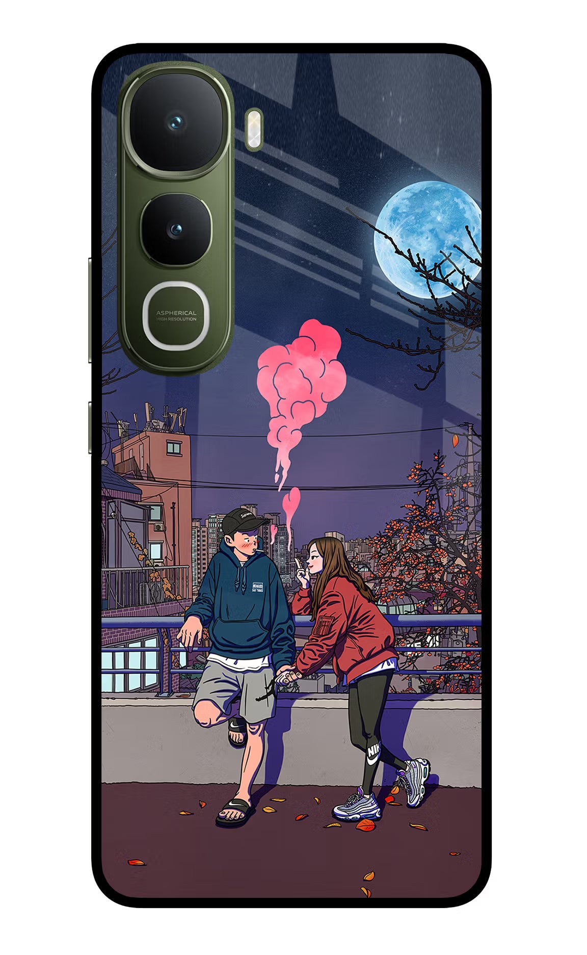 Chilling Couple Vivo Y400 5G Glass Case Back Cover by Casekaro
