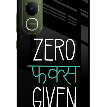 Zero Fucks Given Vivo Y400 5G Glass Case Back Cover by Casekaro