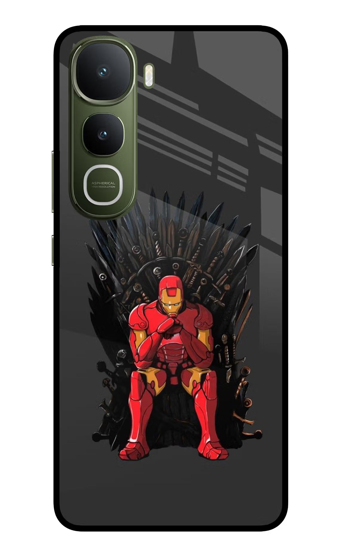 Ironman Throne Vivo Y400 5G Glass Case Back Cover by Casekaro