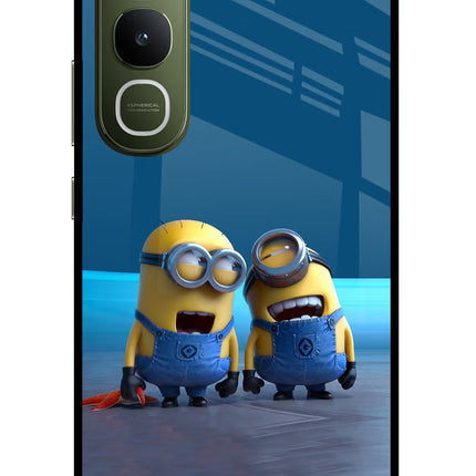 Minion Laughing Vivo Y400 5G Glass Case Back Cover by Casekaro