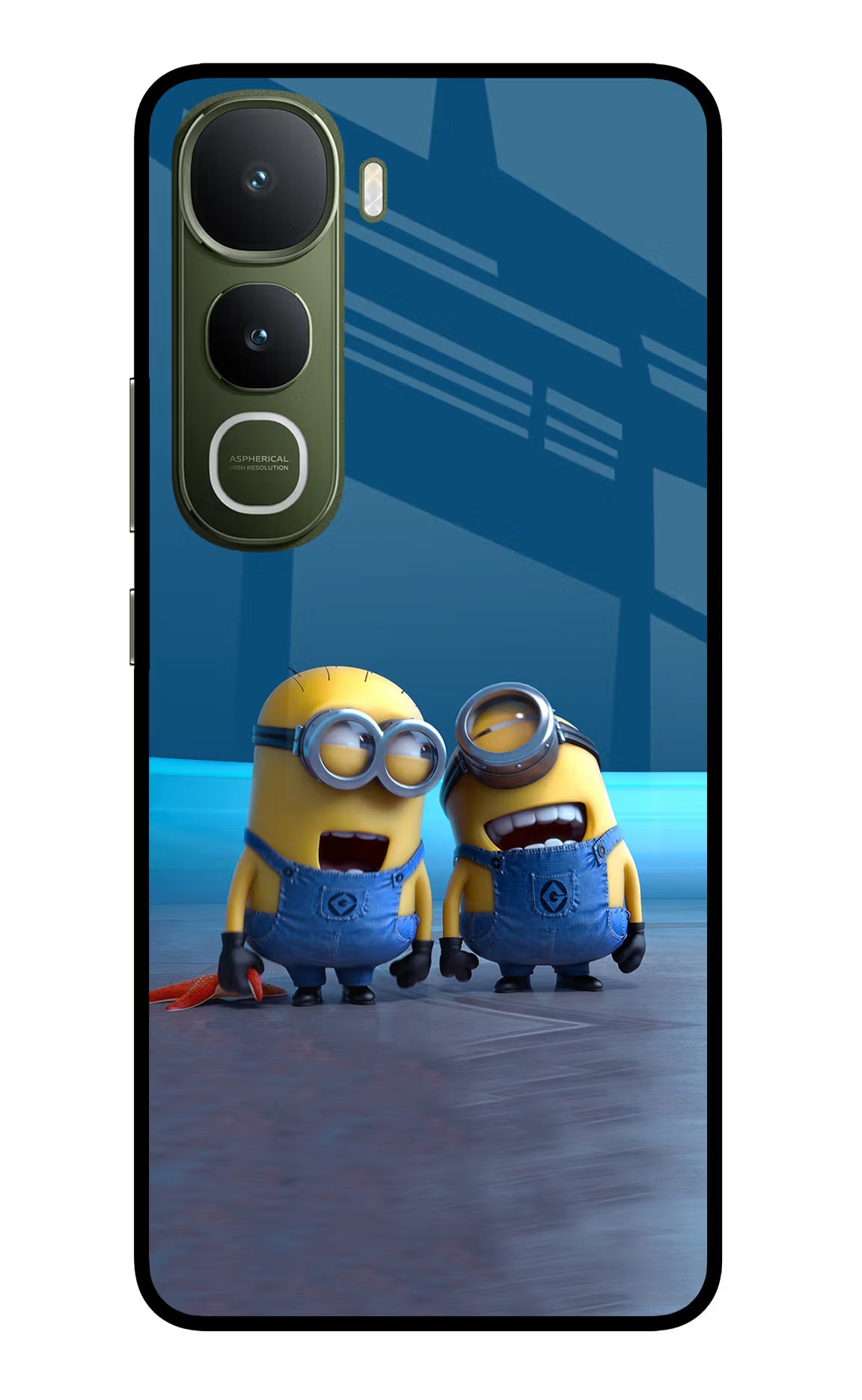 Minion Laughing Vivo Y400 5G Glass Case Back Cover by Casekaro