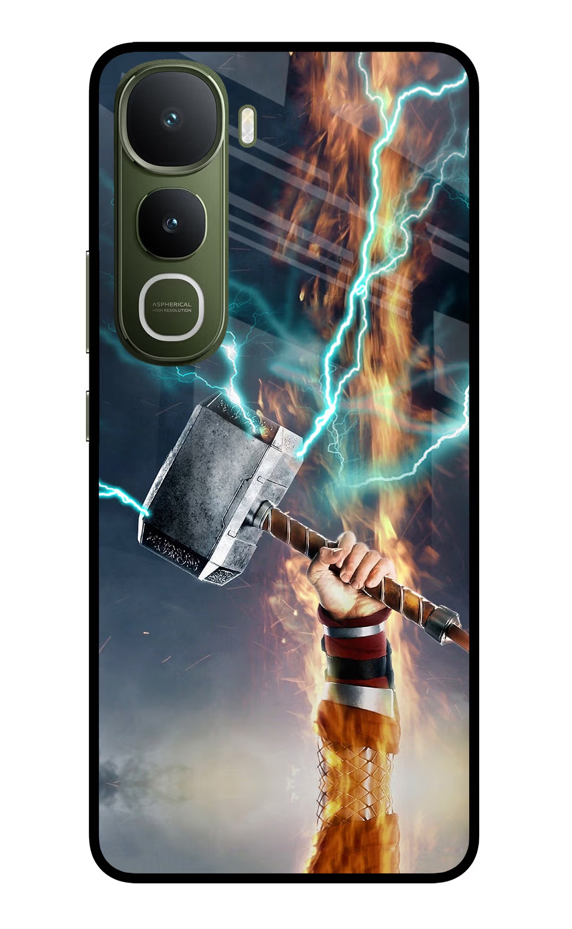 Thor Hammer Mjolnir Vivo Y400 5G Glass Case Back Cover by Casekaro
