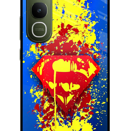 Superman logo Vivo Y400 5G Glass Case Back Cover by Casekaro