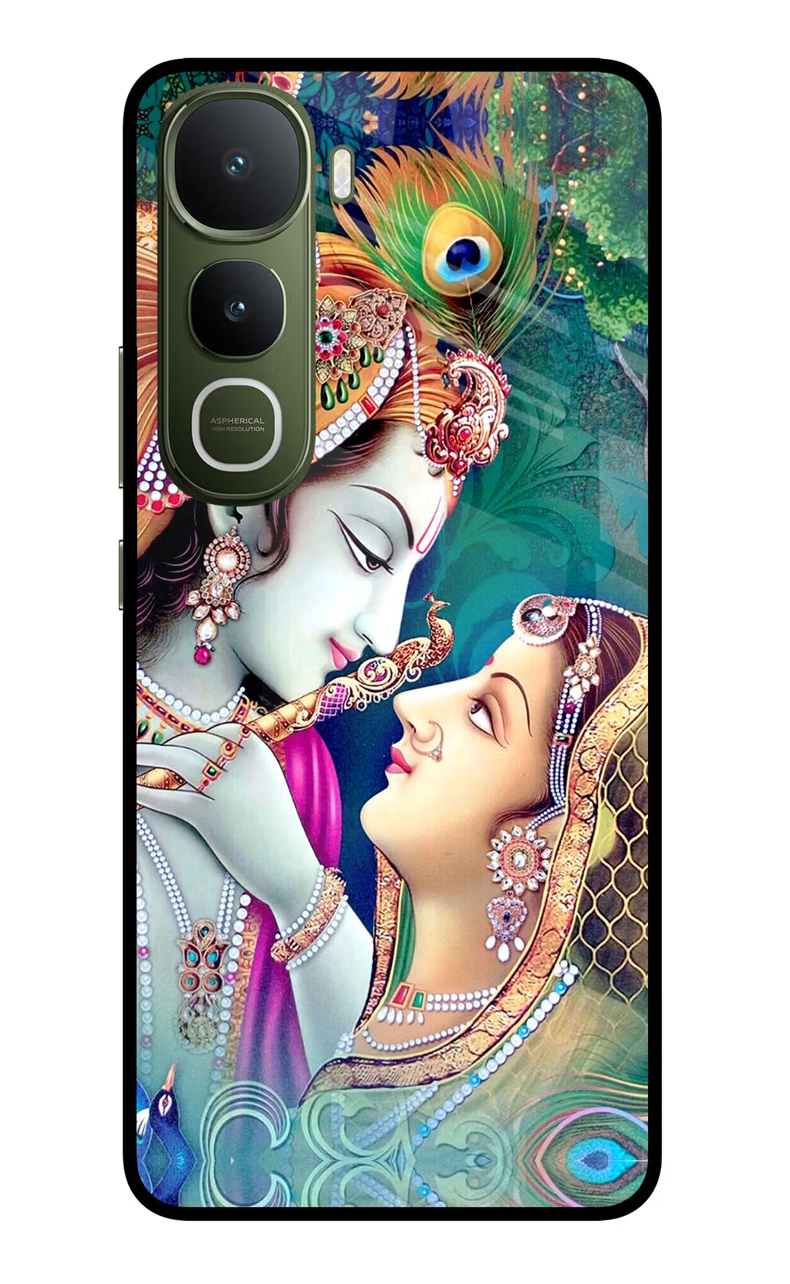 Lord Radha Krishna Vivo Y400 5G Glass Case Back Cover by Casekaro