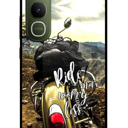 Ride More Worry Less Vivo Y400 5G Glass Case Back Cover by Casekaro