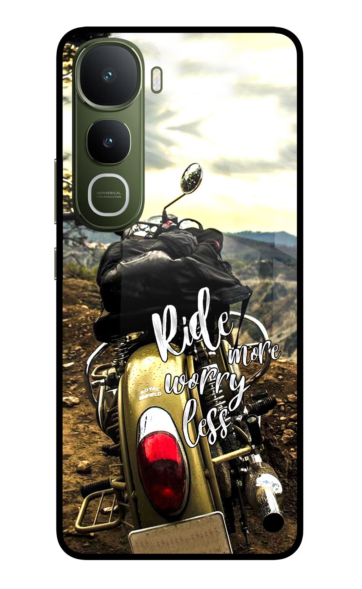 Ride More Worry Less Vivo Y400 5G Glass Case Back Cover by Casekaro