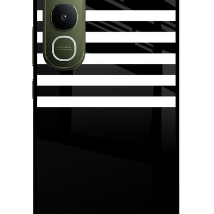 Black and White Print Vivo Y400 5G Glass Case Back Cover by Casekaro
