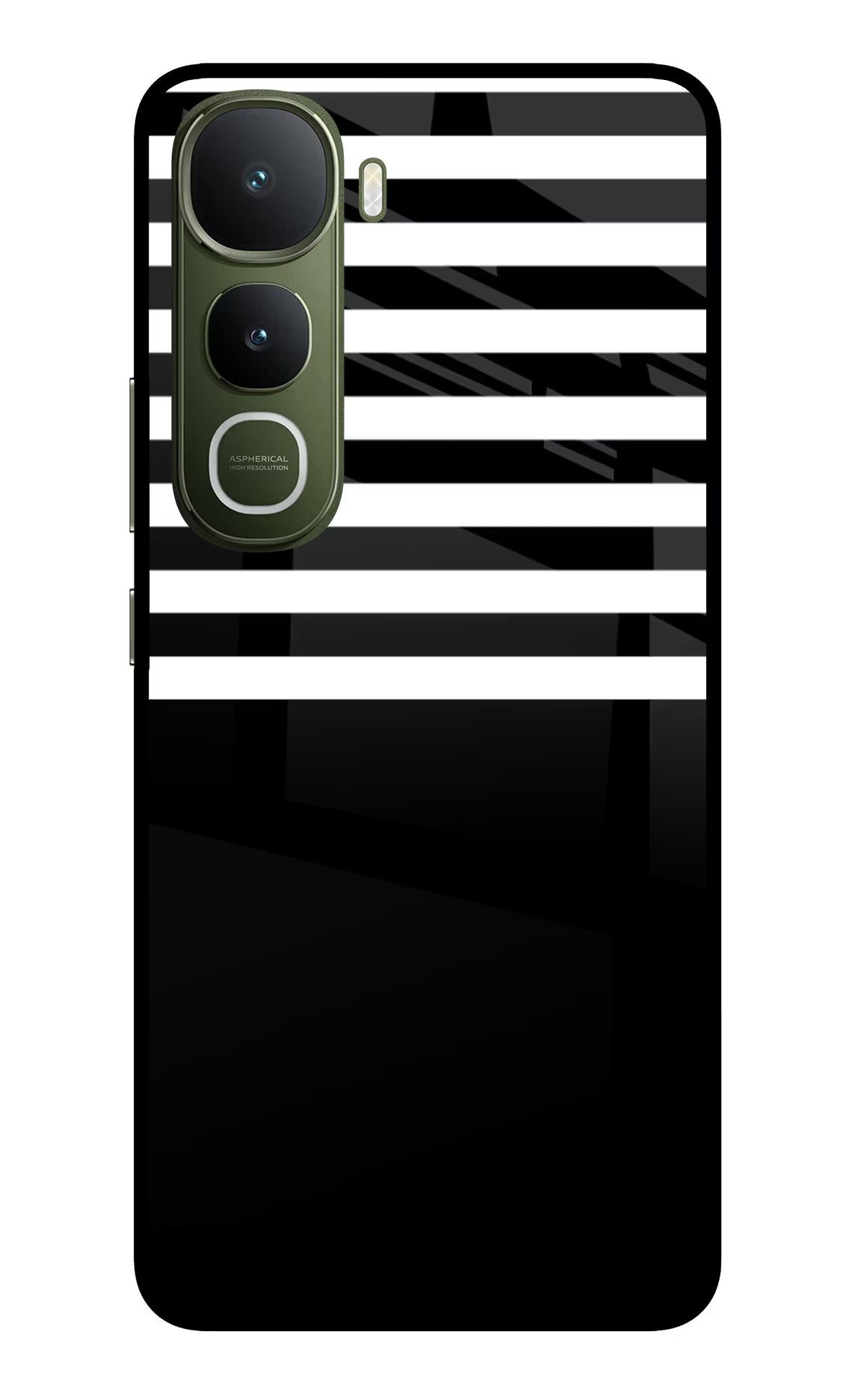 Black and White Print Vivo Y400 5G Glass Case Back Cover by Casekaro