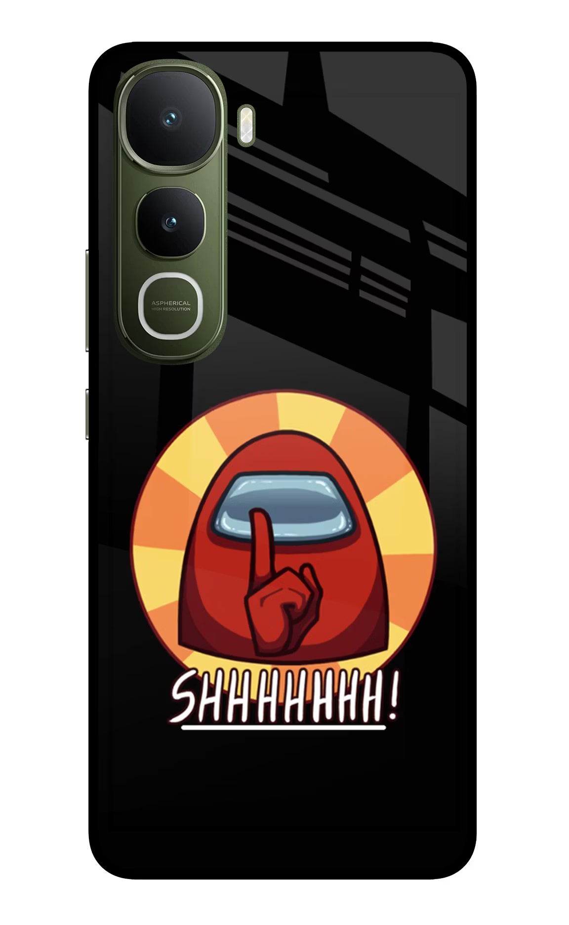 Among Us Shhh! Vivo Y400 5G Glass Case Back Cover by Casekaro