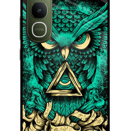 Green Owl Vivo Y400 5G Glass Case Back Cover by Casekaro