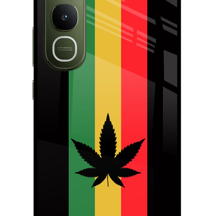 Weed Flag Vivo Y400 5G Glass Case Back Cover by Casekaro