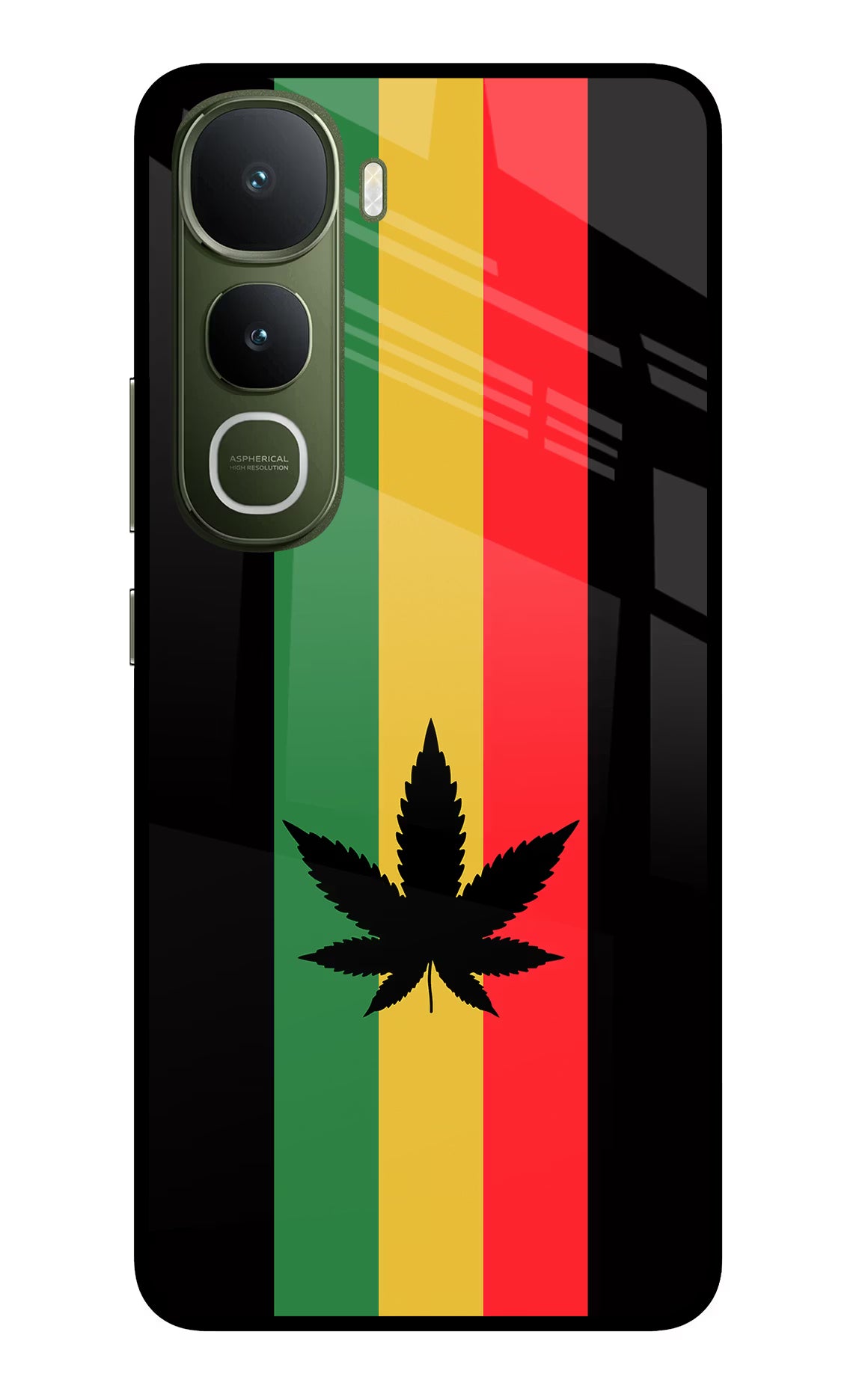 Weed Flag Vivo Y400 5G Glass Case Back Cover by Casekaro