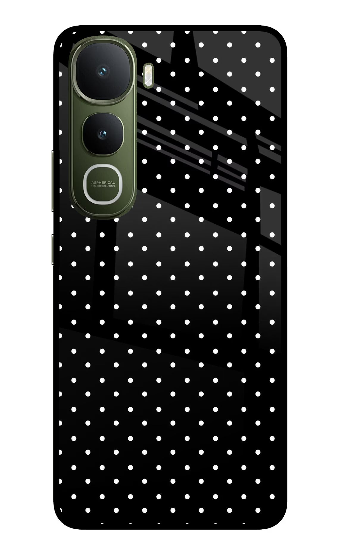 White Dots Vivo Y400 5G Glass Case Back Cover by Casekaro