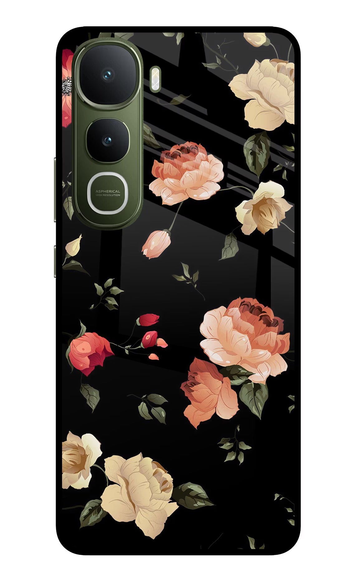 Flowers Vivo Y400 5G Glass Case Back Cover by Casekaro