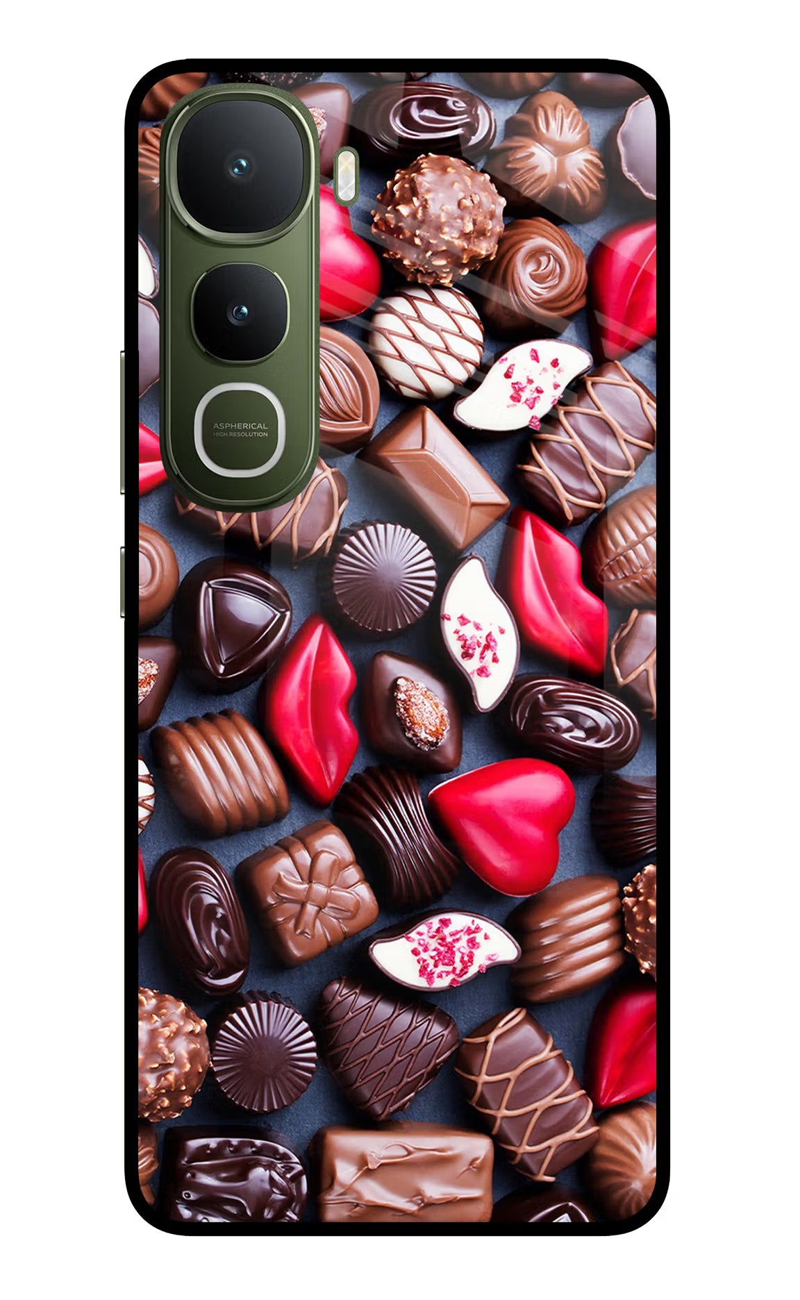 Chocolates Vivo Y400 5G Glass Case Back Cover by Casekaro