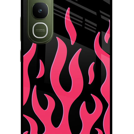Fire Flames Vivo Y400 5G Glass Case Back Cover by Casekaro