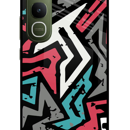 Geometric Graffiti Vivo Y400 5G Glass Case Back Cover by Casekaro