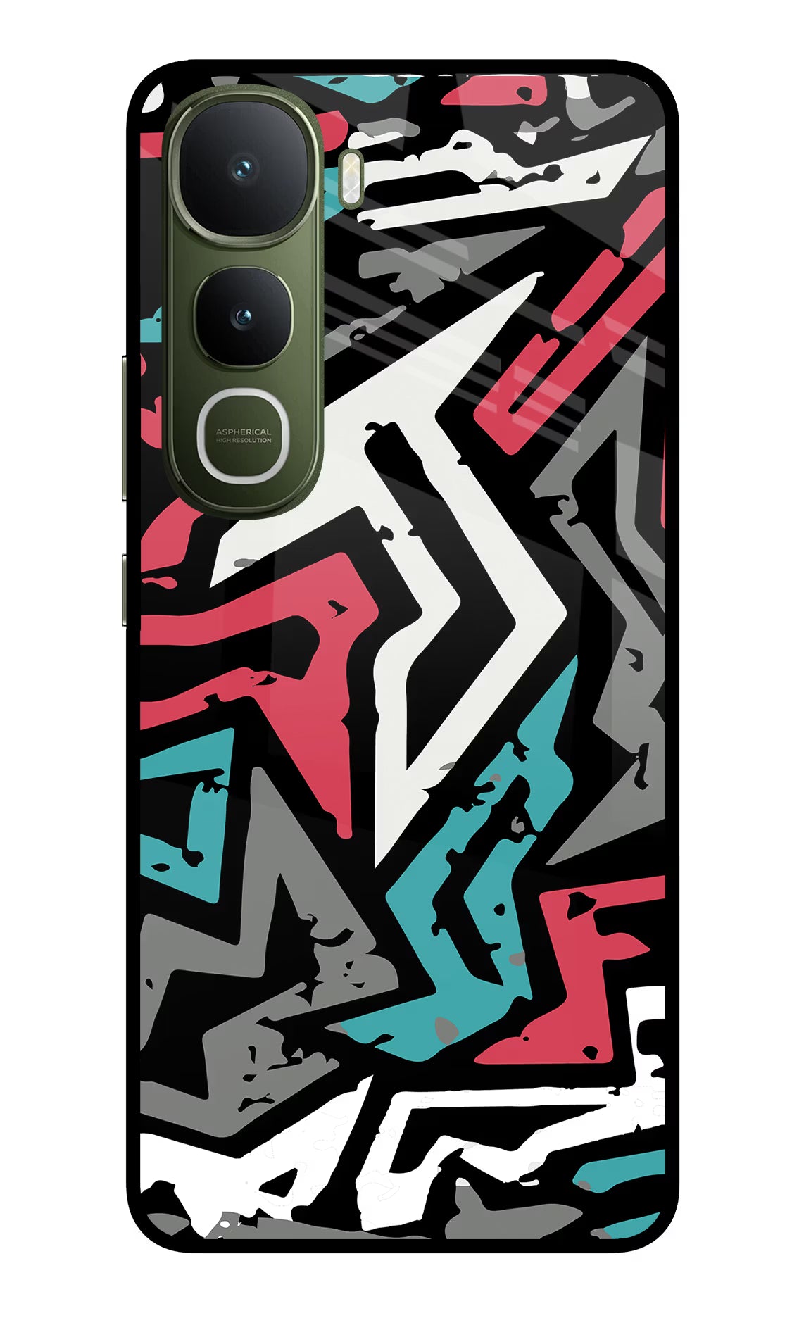 Geometric Graffiti Vivo Y400 5G Glass Case Back Cover by Casekaro