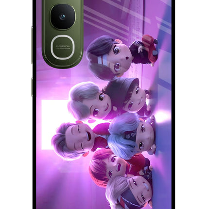 BTS Chibi Vivo Y400 5G Glass Case Back Cover by Casekaro