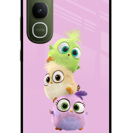 Cute Little Birds Vivo Y400 5G Glass Case Back Cover by Casekaro