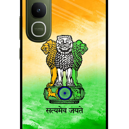 Satyamev Jayate Flag Vivo Y400 5G Glass Case Back Cover by Casekaro