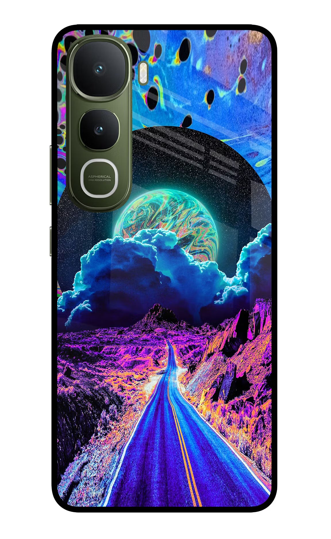 Psychedelic Painting Vivo Y400 5G Glass Case Back Cover by Casekaro