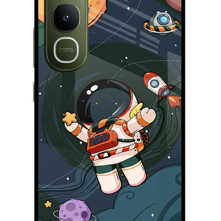 Cartoon Astronaut Vivo Y400 5G Glass Case