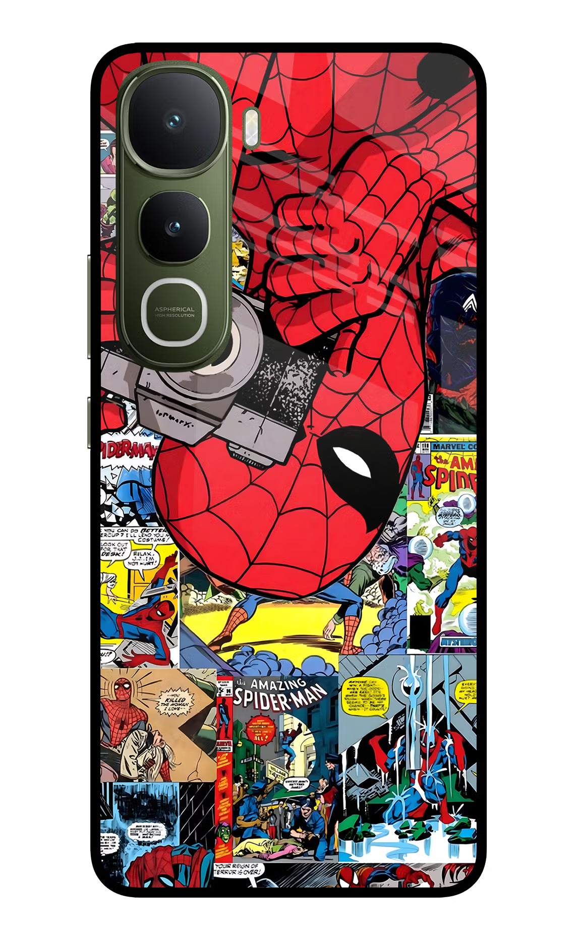 Spider Man Vivo Y400 5G Glass Case Back Cover by Casekaro