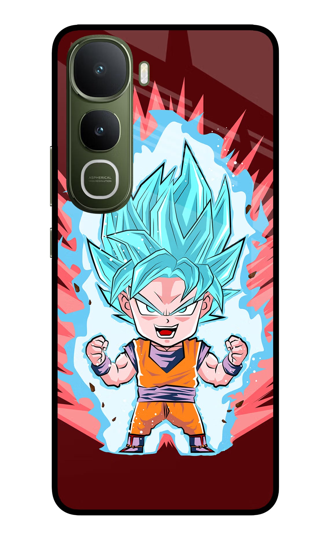 Goku Little Vivo Y400 5G Glass Case Back Cover by Casekaro
