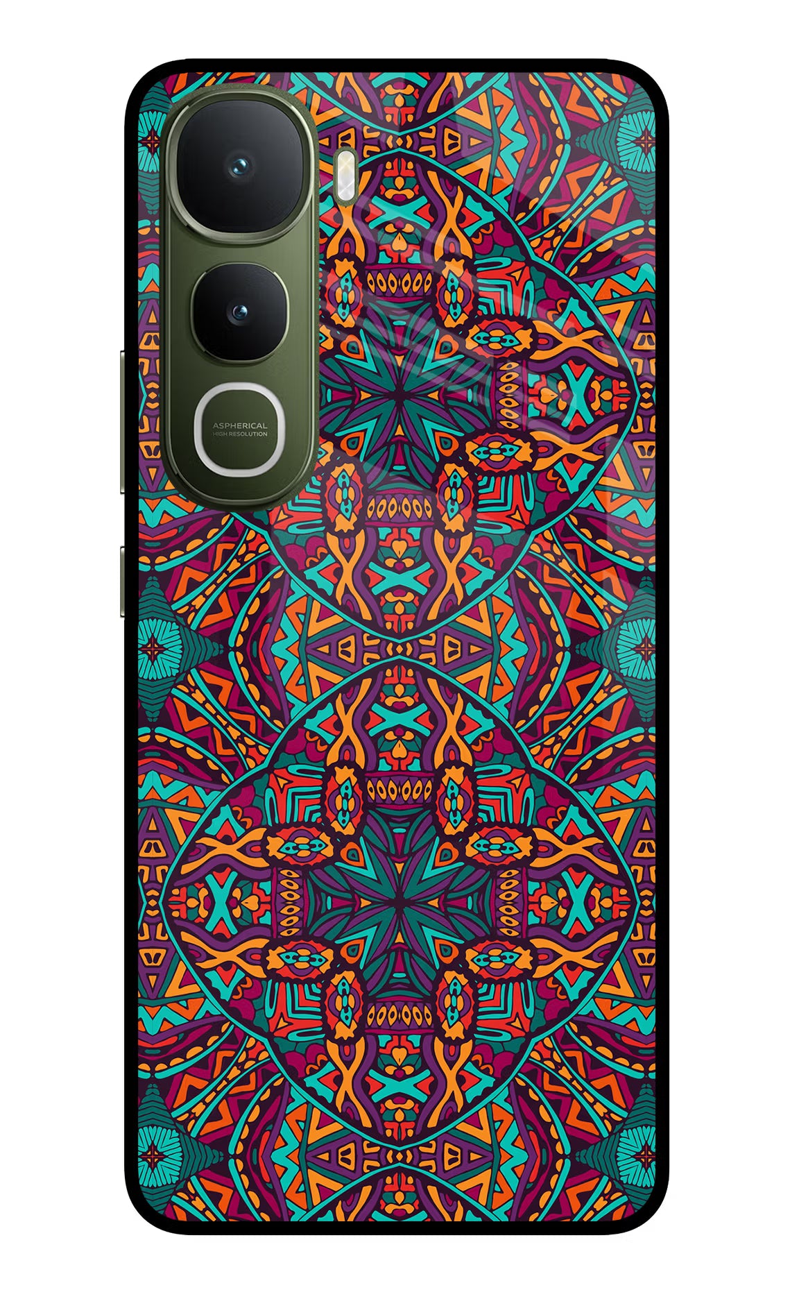Colour Mandala Vivo Y400 5G Glass Case Back Cover by Casekaro