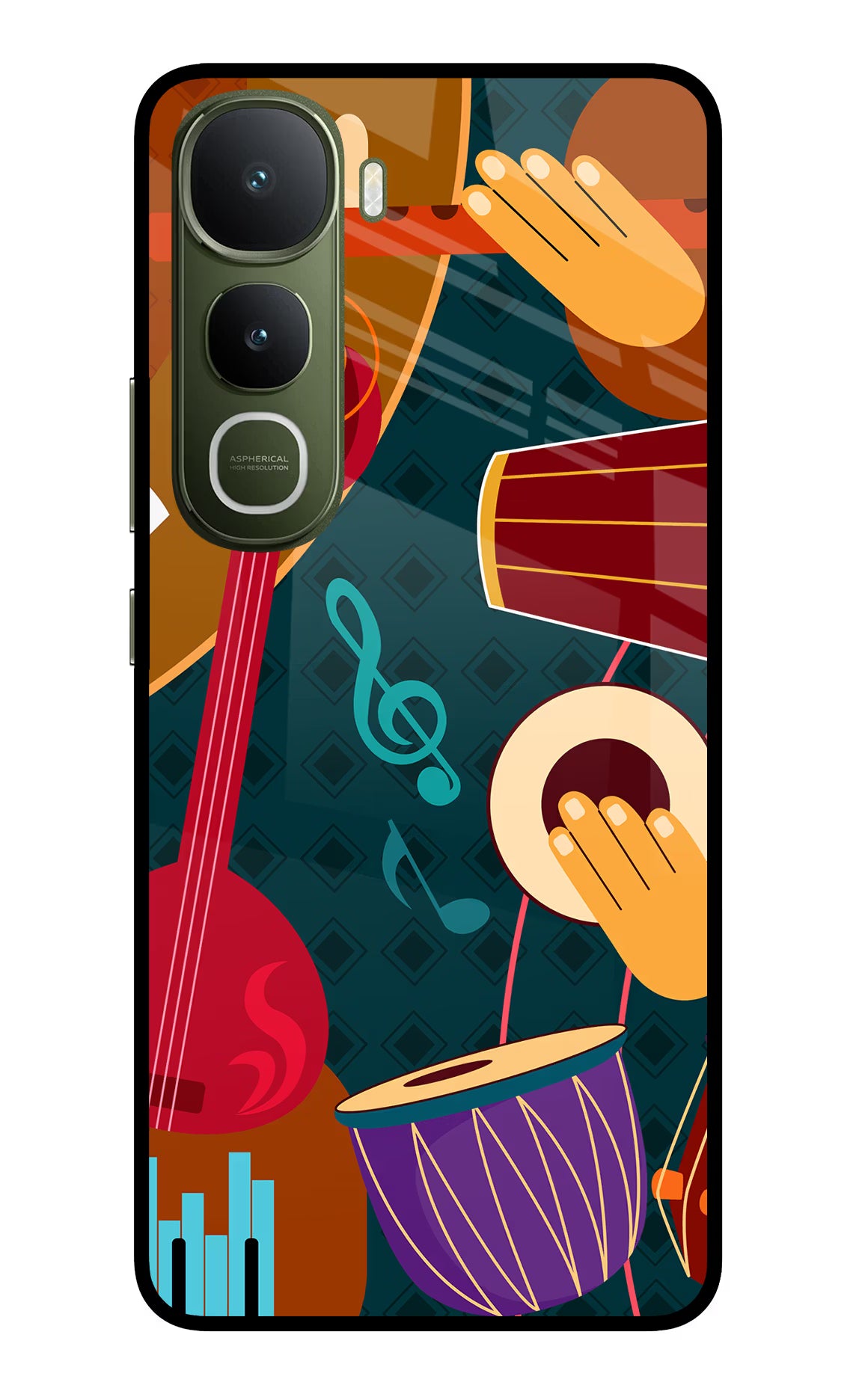Music Instrument Vivo Y400 5G Glass Case Back Cover by Casekaro
