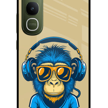 Monkey Headphone Vivo Y400 5G Glass Case Back Cover by Casekaro