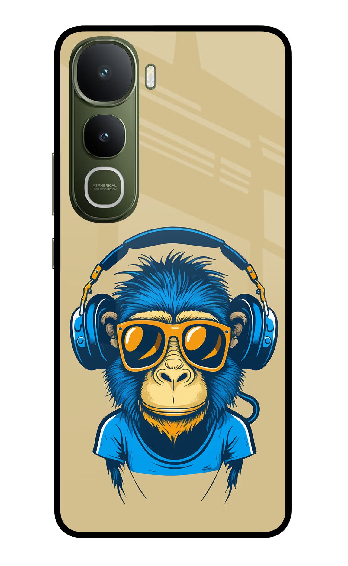 Monkey Headphone Vivo Y400 5G Glass Case Back Cover by Casekaro