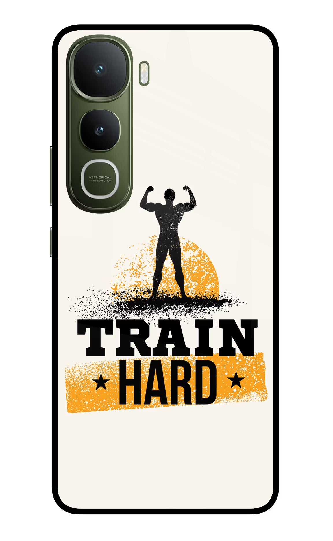 Train Hard Vivo Y400 5G Glass Case Back Cover by Casekaro