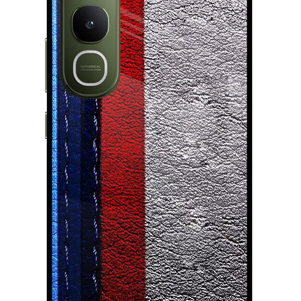 BMW Stripes Vivo Y400 5G Glass Case Back Cover by Casekaro