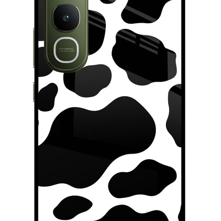 Cow Spots Vivo Y400 5G Glass Case Back Cover by Casekaro