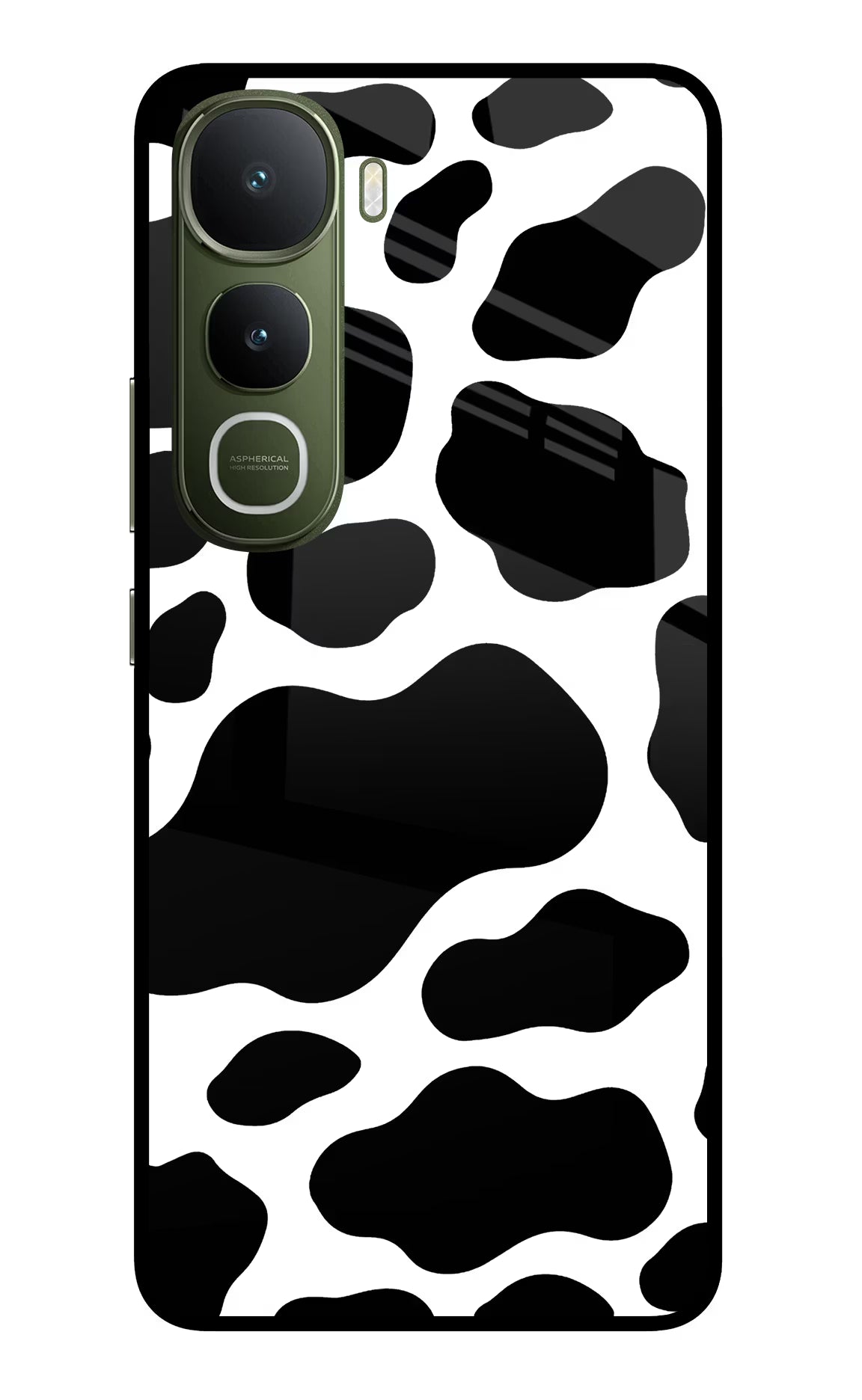 Cow Spots Vivo Y400 5G Glass Case Back Cover by Casekaro